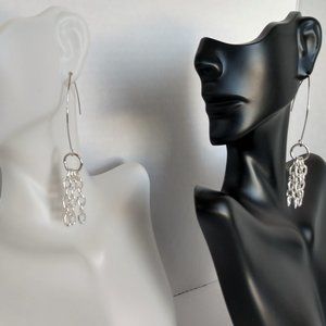 Handmade Silver Plated Chain Earrings on Boomerang Wires 3 Inches